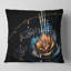 Coussin à imprimé floral orange et bleu avec gouttes d'eau-29292105-29292101