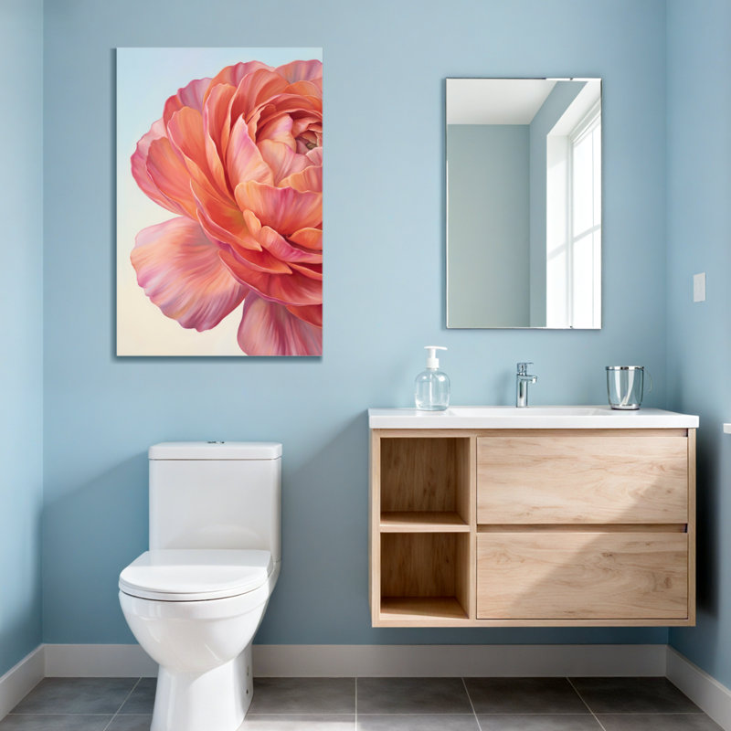 Plantes et fleurs, impression d'art floral rose sur toile, H 48 po x l 32 po
