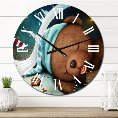 Ours qui dort dans le coin - Horloge murale pour enfants