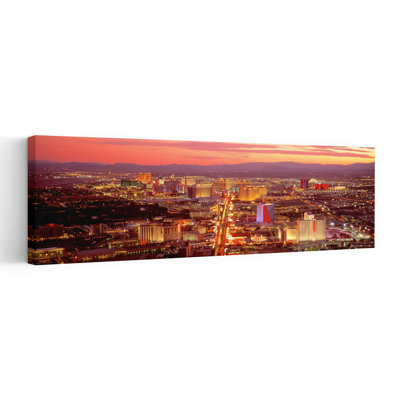 Aerial Las Vegas NV USA 1 Piece Wrapped Canvas Panoramic Wall Art