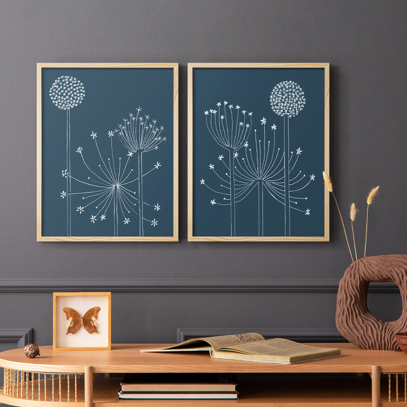 Impression graphique Alliums I-Premium - prête à être accrochée - aucun clou requis - aucun clou requis, Bois naturel