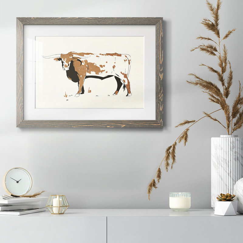 Terre Cotta Steer IV, reproduction d'art encadrée, Gris, H 14 po x l 20 po