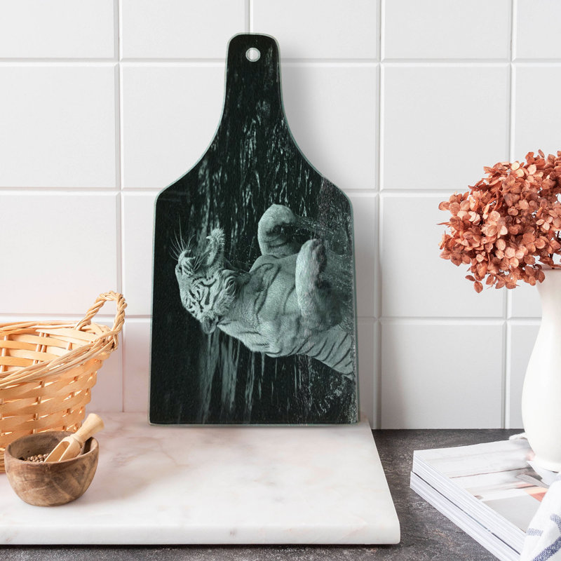 Planche à découper en verre trempé noir et blanc Ambesonne