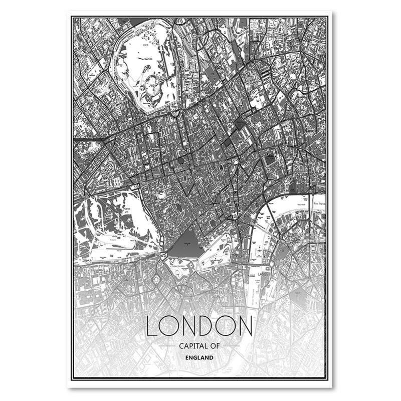 Karte von London - Wrapped Canvas Panting Druck