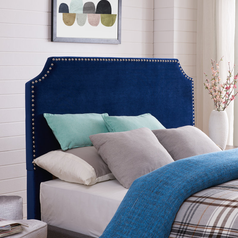 Tête de lit tapissier Hawtree, Velours bleu saphir, Double / Grand