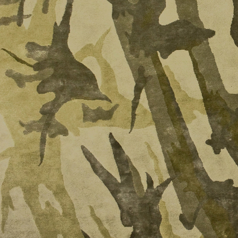 Abstract Area Rug in Olive, Rectangle 3' x 5'