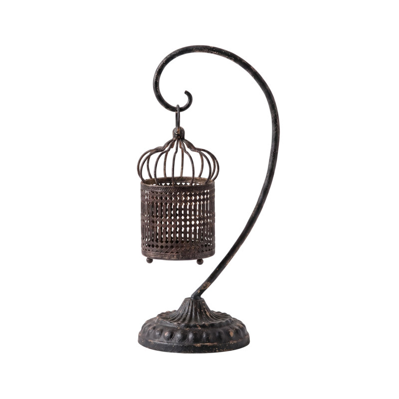 Porte-bougie à volutes en métal avec lanterne à volutes pour console et table de salle à manger, Black