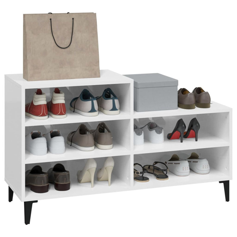 10 Pair Shoe Storage Cabinet, High Gloss White