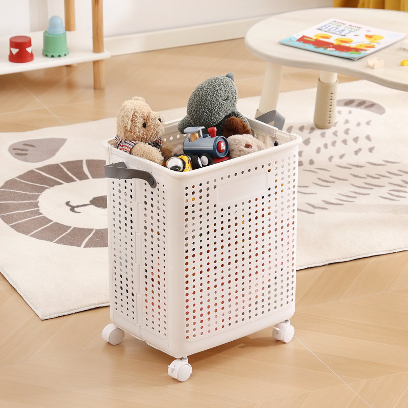 Paniers à linge pliables, panier à linge à roulettes, panier à linge pliable en plastique, 65 L