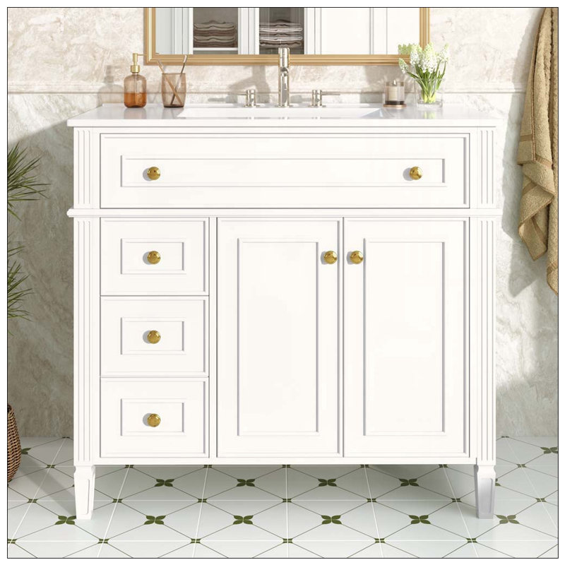 Meuble-lavabo 36 po avec lavabo, Blanc