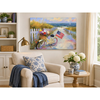 Coastal Bicycle by the Dunes Wrapped Canvas Wall Art, 30" H x 40" W x 1.5" D
