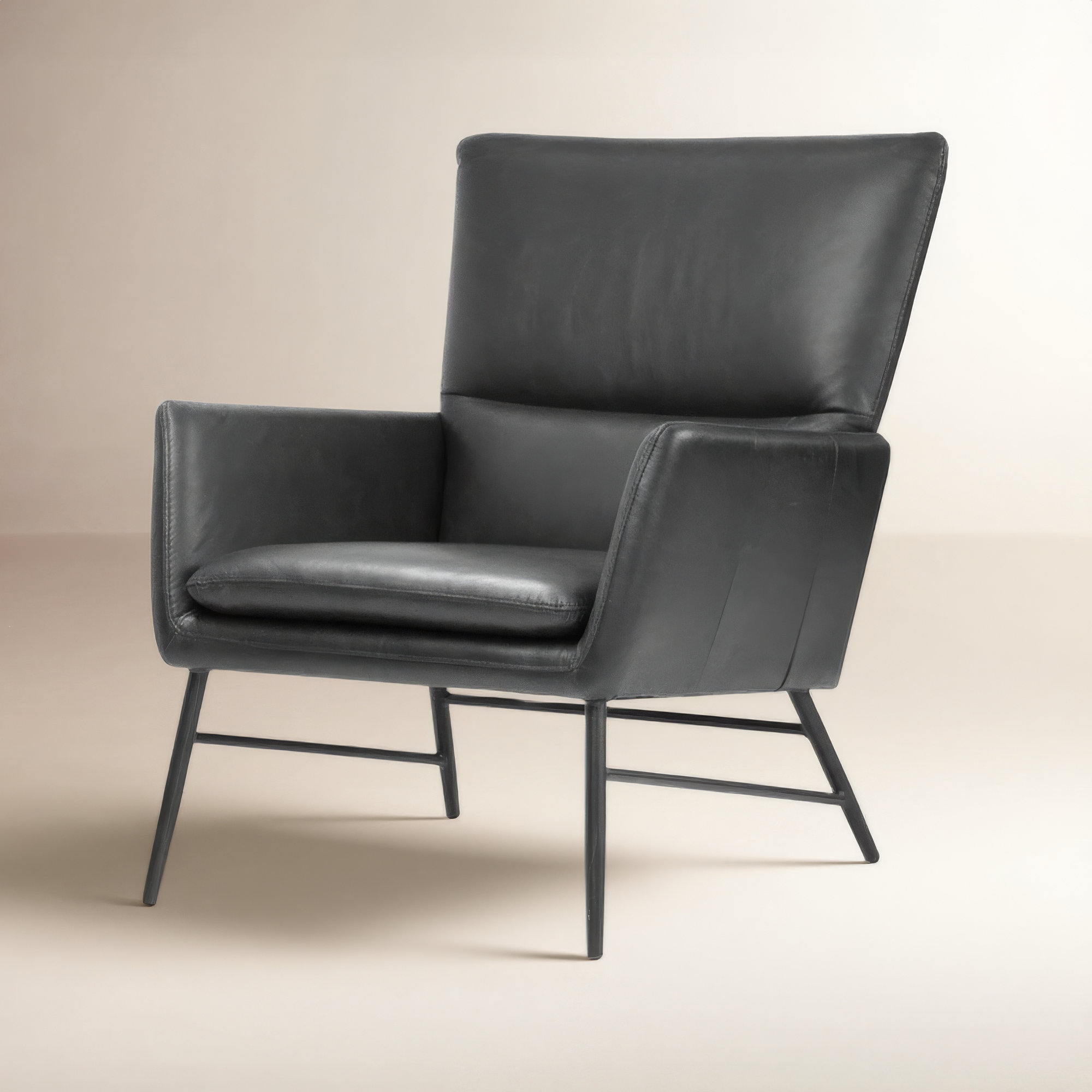 Pisces 29" Wide Lounge Chair, Black Leather