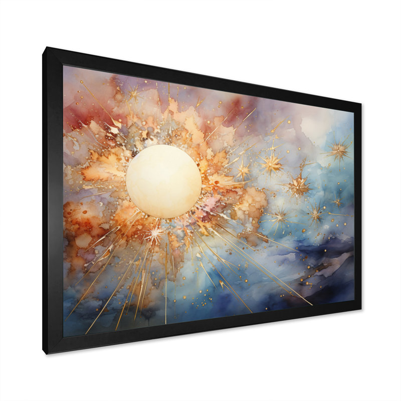 Météores éclatement céleste sur toile, Cadre photo noir, H 12 po x l 20 po x P 1 po