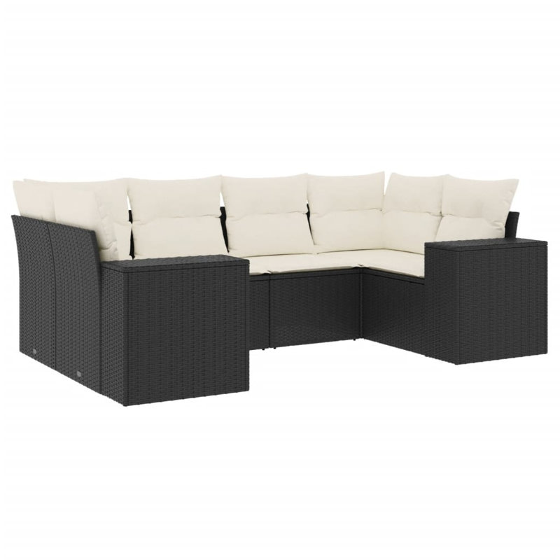 Ensemble de canapé de jardin Vidaxl noir, blanc crème