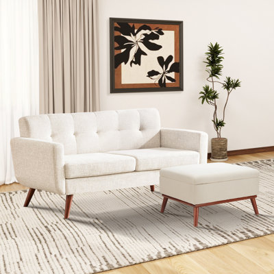  65" W Loveseat With Ottoman Tufted Upholstered Living Room Set