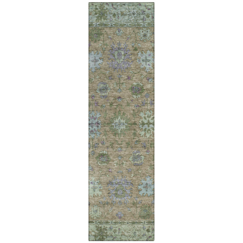 Machine Washable Indoor/Outdoor Xhevrie Brown Rug, Runner 2'3" x 7'6"