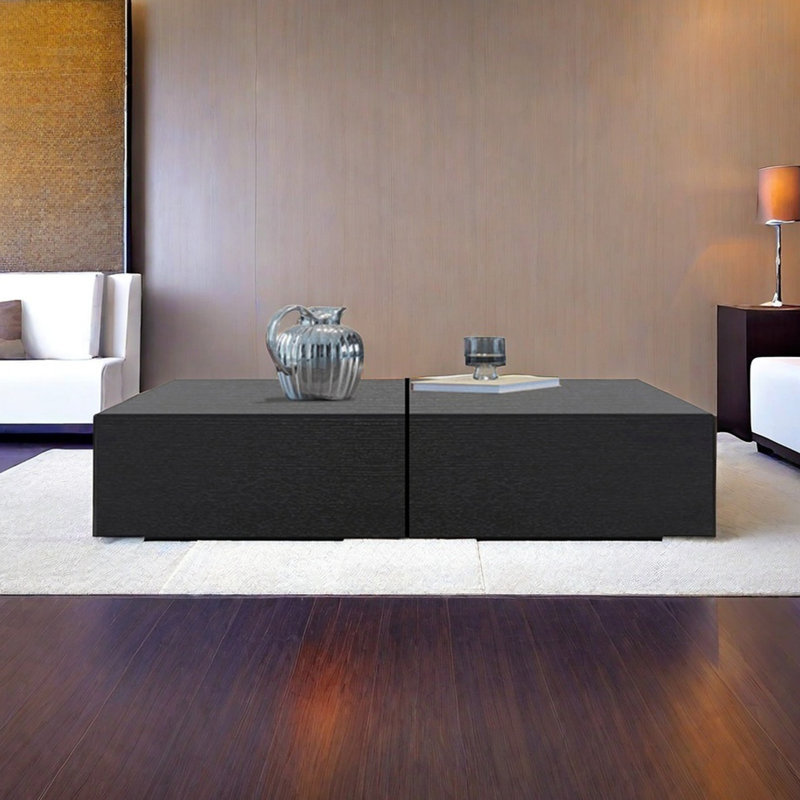 Table basse moderne et simple carrée, H 12,6 po x L 63 po x l 31,5 po, Noir, noir, noir, noir