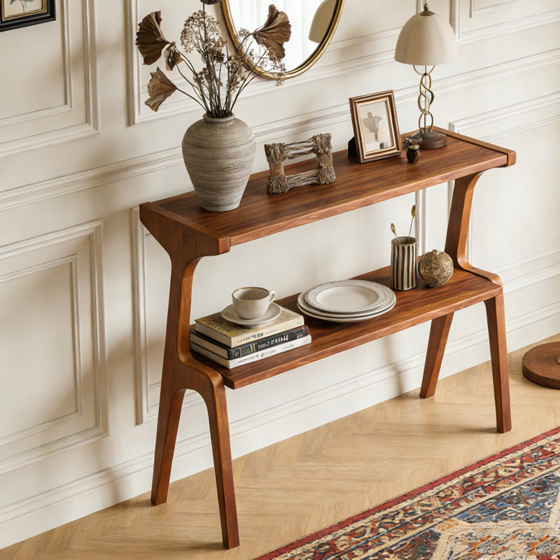 Table de rangement, table de bout compacte, table d'appoint en bois, Cerisier