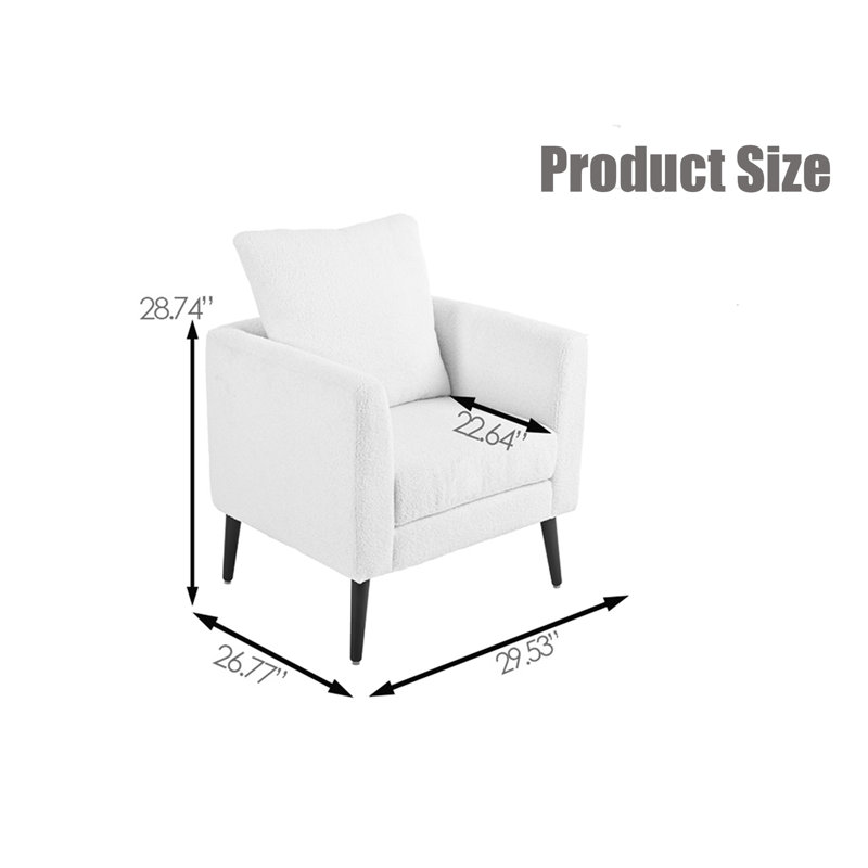 Fauteuil demi-tonneau en tissu Teddy, Ourson blanc