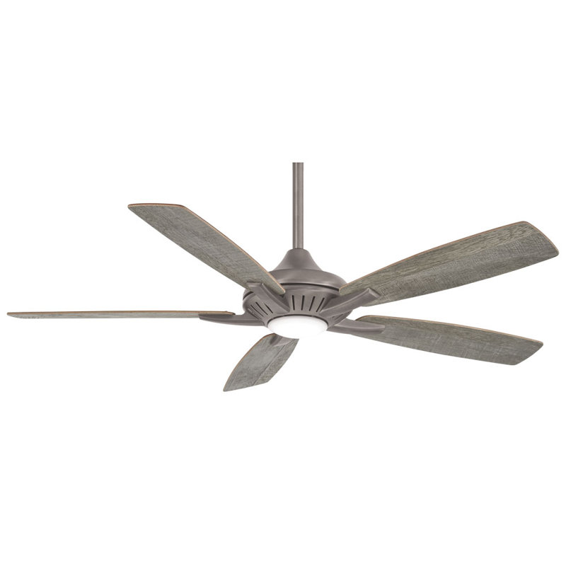 52" Dyno 5 - Blade Standard Ceiling Fan with Remote Control and Light Kit Included, Burnished Nickel