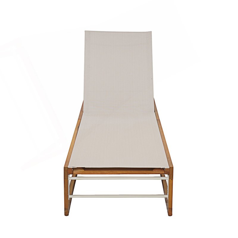 1PC Outdoor Chaise Lounge With Mesh Seating, 1, Beige