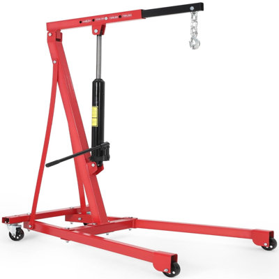  1.5T Hydraulic Engine Hoist without Lever, 3000 lb Shop Crane, Telescopic Boom, Cherry Picker Lift,Red