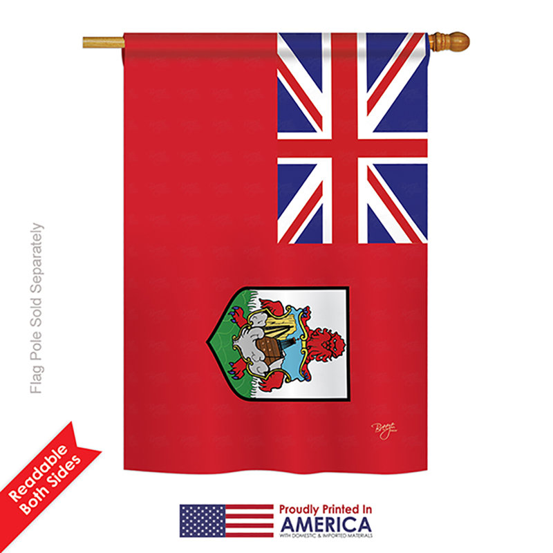 Drapeau de maison / jardin en polyester des 2 côtés Bermudes, H 40 po x l 28 po