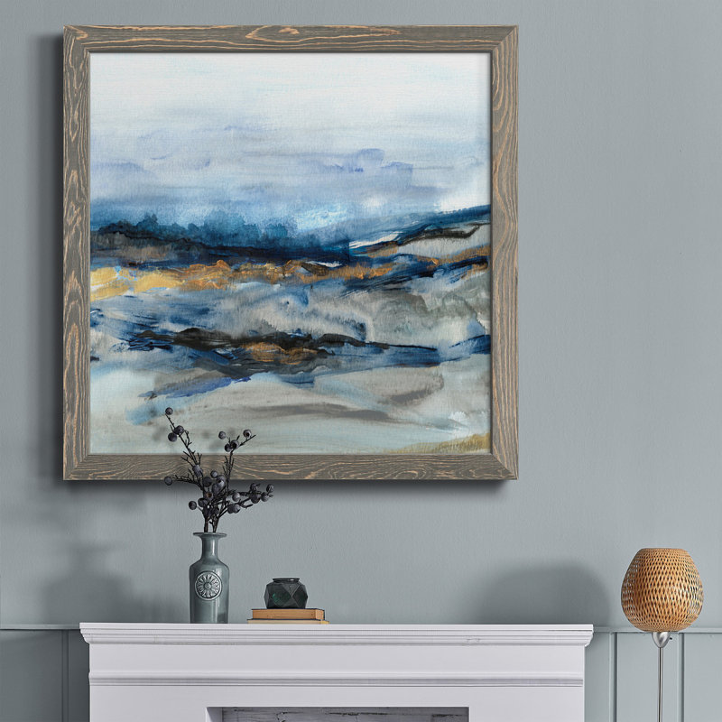 Long Lake I - peinture sur toile encadrée, H 34,5 po x l 34,5 po x P 1 po, Encadré gris