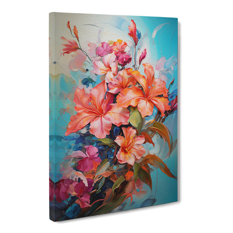 Floral Action Painting No.4 - Wrapped Canvas Print, 50cm H x 35cm W x 3cm D