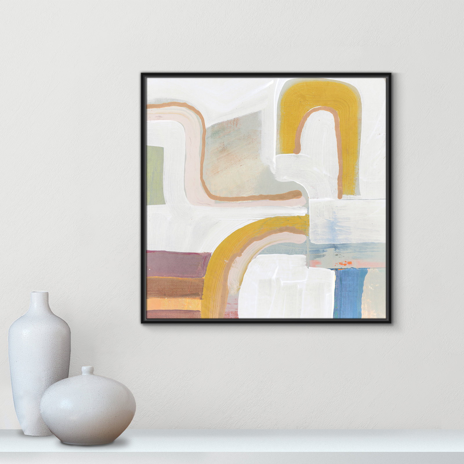 Copeland "Together Again I" Painting by Cartissi, 31.5" H x 31.5" W, Black