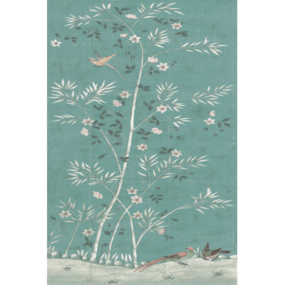 Canton in Teal 1 Piece Wrapped Canvas Painting
