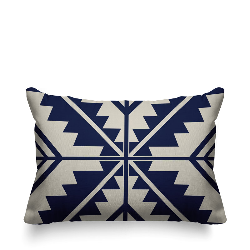 Coussin décoratif intérieur / extérieur Tala Southwestern, Bleu marine