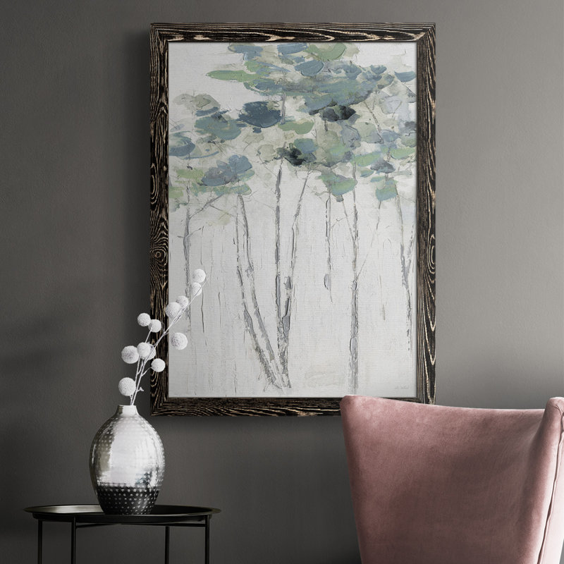 Feya " Impasto Tree Line I ", 43.5" H x 31.5" W x 1" D, Black Framed