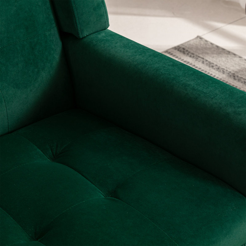 Fauteuil d'appoint Bolanle, Velours vert rétro