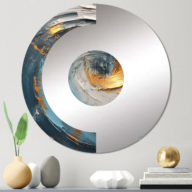 Miroir mural demi-cercle doré, 23,6 po x 23,6 po