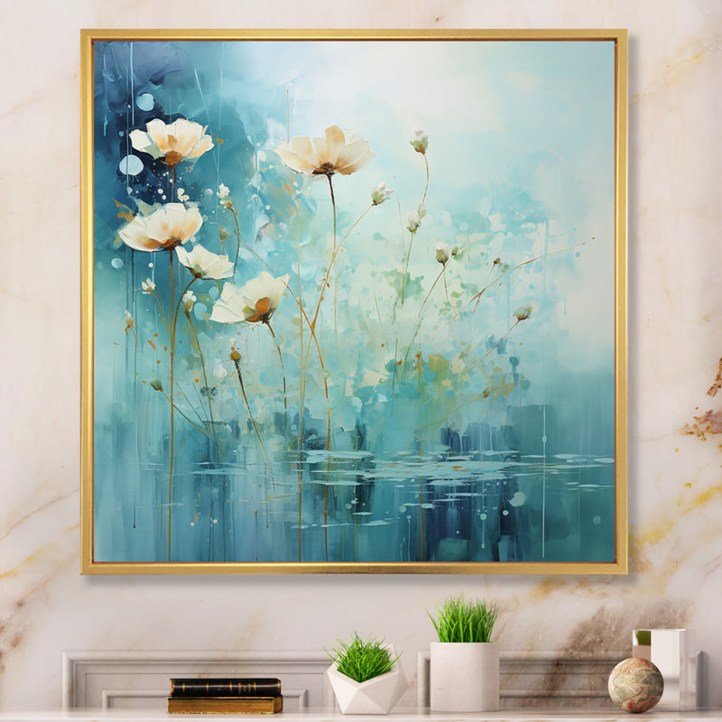 Misty Meadow V - imprimé, H 36 po x l 36 po x P 1,5 po, Cadre flottant doré