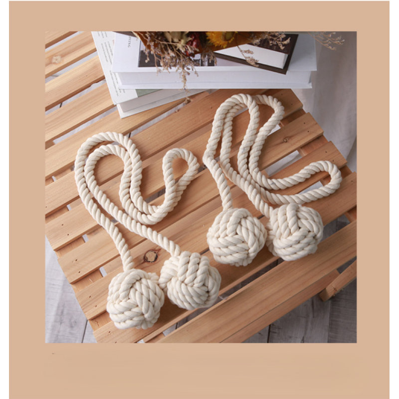 Gitane Rustic Rope Curtain Tieback with Decorative Knot (Set of 2), Beige