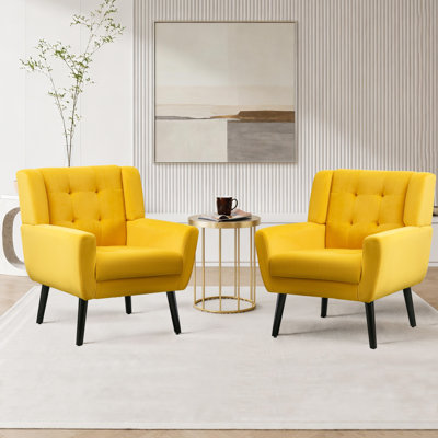 Tufted Upholstered Wide Back Armchair（Set of 2）