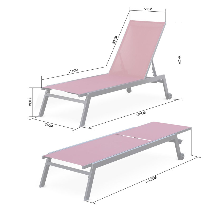 Alekper 168cm Long Reclining Chaise Lounge Set, Anthracite/Grey
