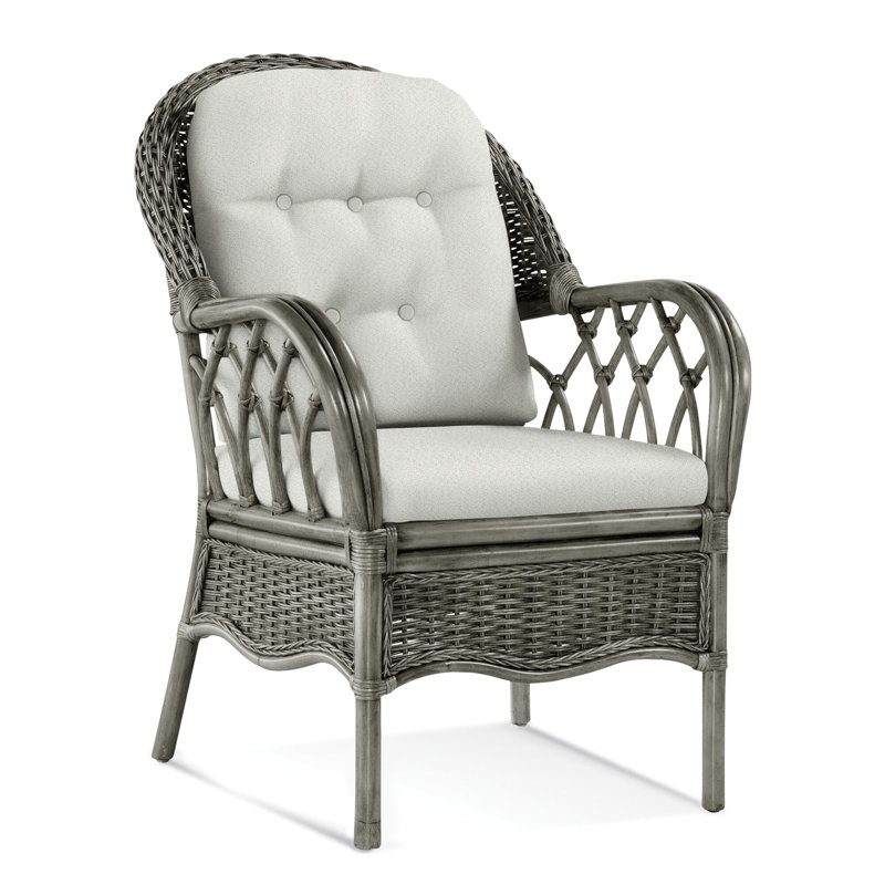 Chaise avec accoudoirs rembourrée Everglade, Performance blanc sucre; 0863-91, Pierre grise