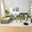Canapé modulaire en forme de U 8 pièces, grand canapé convertible avec méridienne surdimensionnée et lit, revêtement en velours côtelé de luxe, aucun assemblage nécessaire, ensemble de canapé familial pour le salon, vert-1123304953