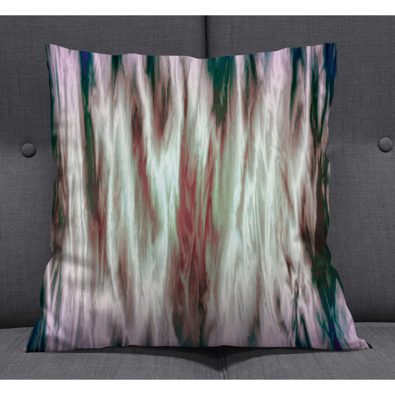 Throw Pillow With Insert, 18"H x 18"W, Pink Striped/Abstract 2