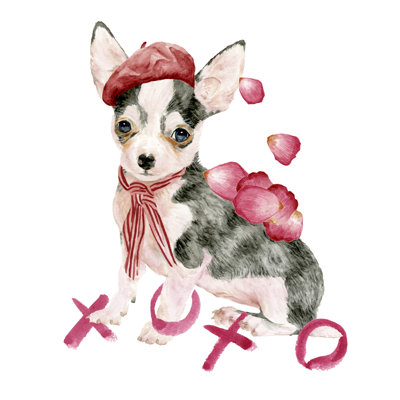 Valentine Puppy III by Melissa Wang - Wrapped Canvas Print