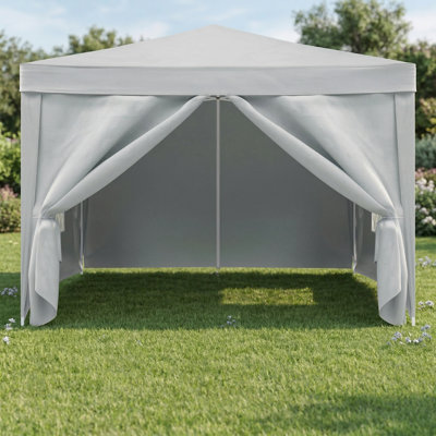 Auvent pliant portable mesurant 10 x 10 pieds, comprenant 4 parois latérales amovibles, offrant une protection solaire UPF 50+, convenant aux fêtes, aux sorties à la plage, au camping, aux mariages, avec sacs de poids et sac de transport