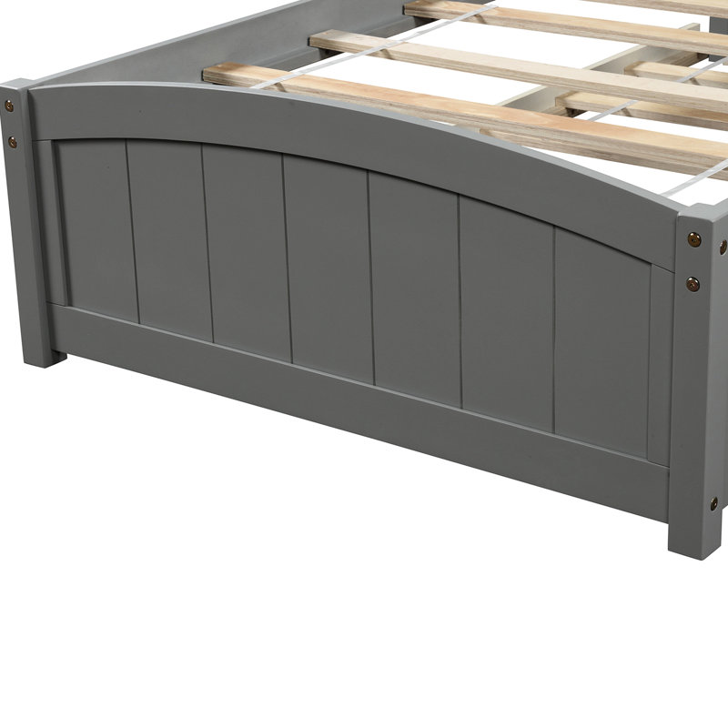 Lit plateforme simple en bois massif avec lit gigogne gris