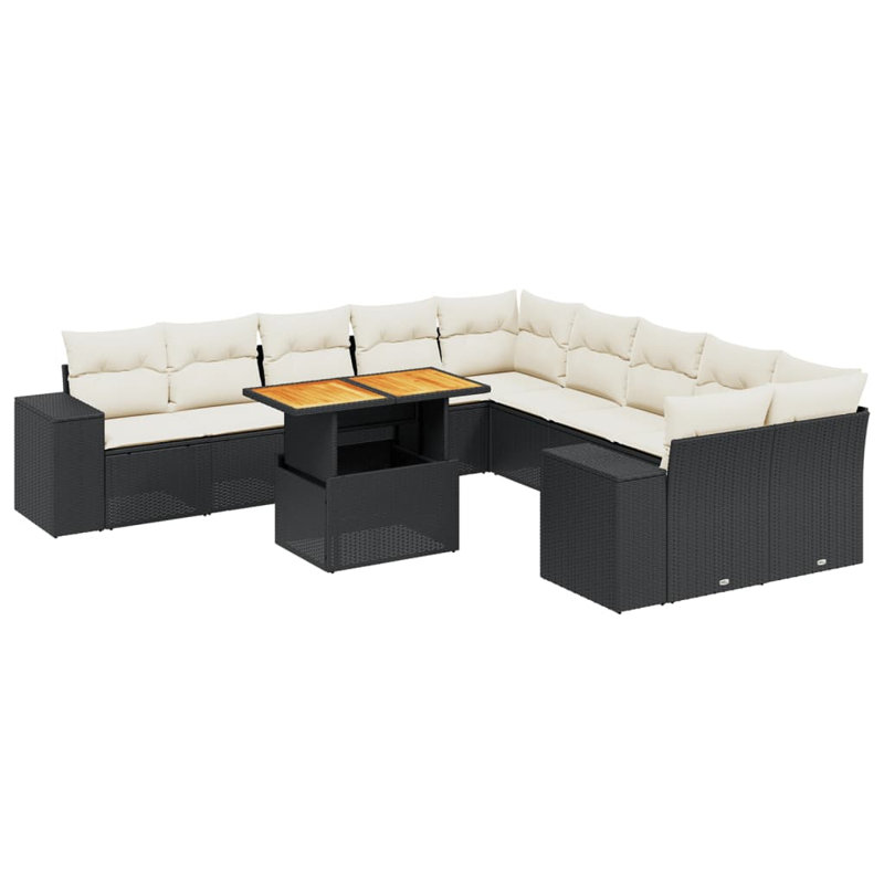 Vidaxl Garden Sofa Set Black, Cream White