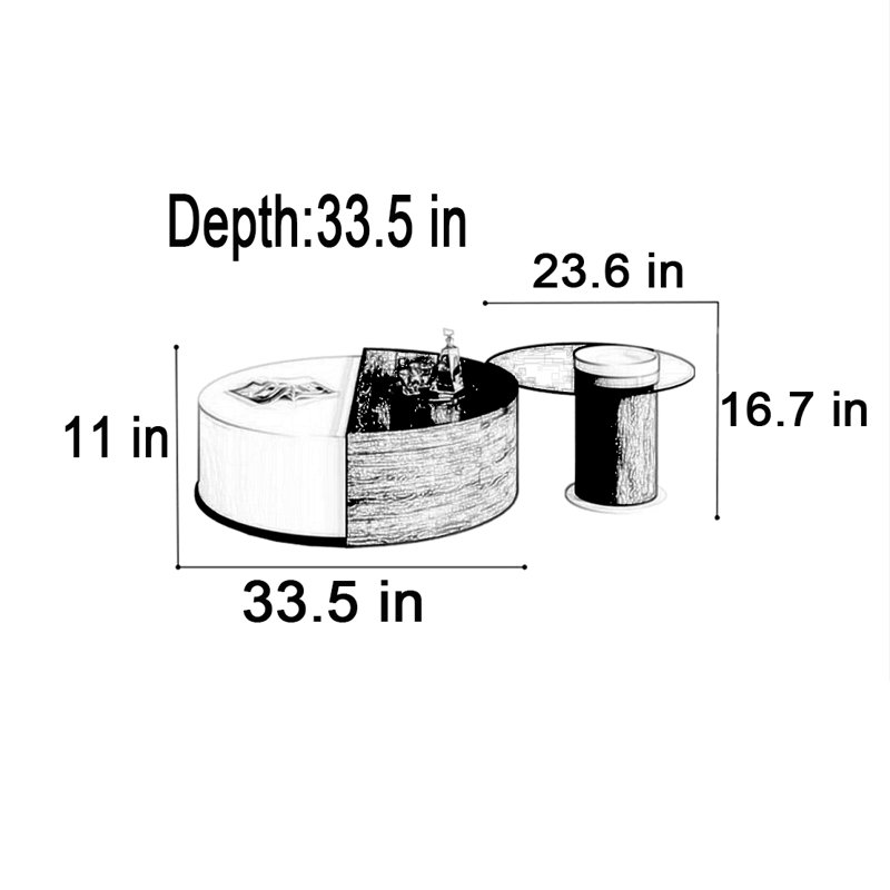 Modern Rotating Round Storage Coffee Table Set