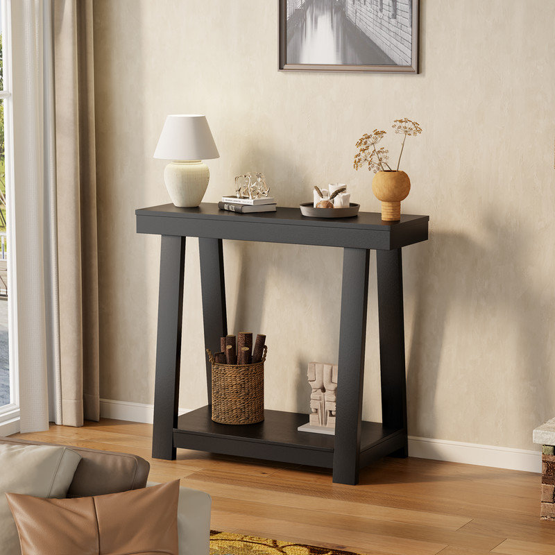 36‘’Farmhouse ConsoleTable Accent Table For Hallway, Black, Black