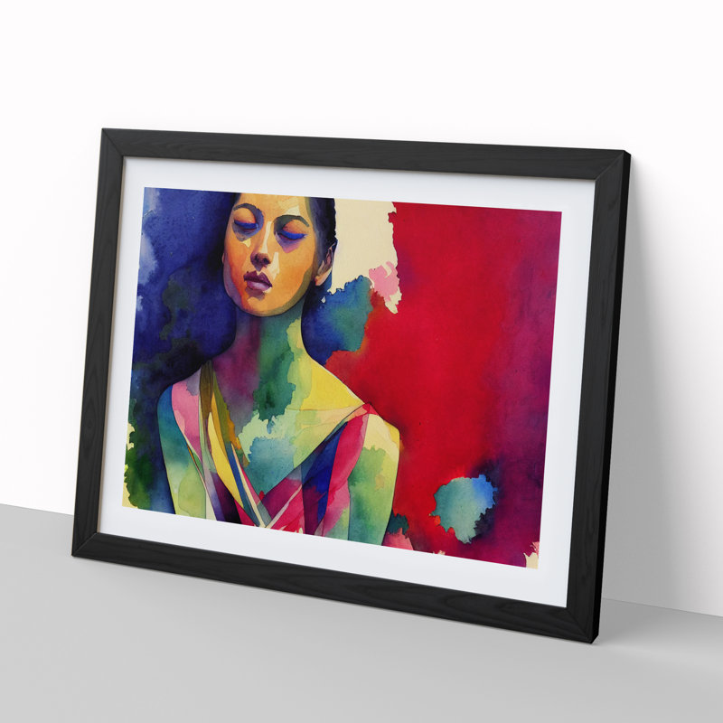XH1022-10283X Woman Dancer Painted Vol.1 Abstract - Single Picture Frame Print, Black Framed, 46cm H x 64cm W x 2cm D