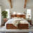 Wood Storage Bed with 4 Drawers and Bench, Geometric Headboard Platform Bed Frame-125974005-125974008